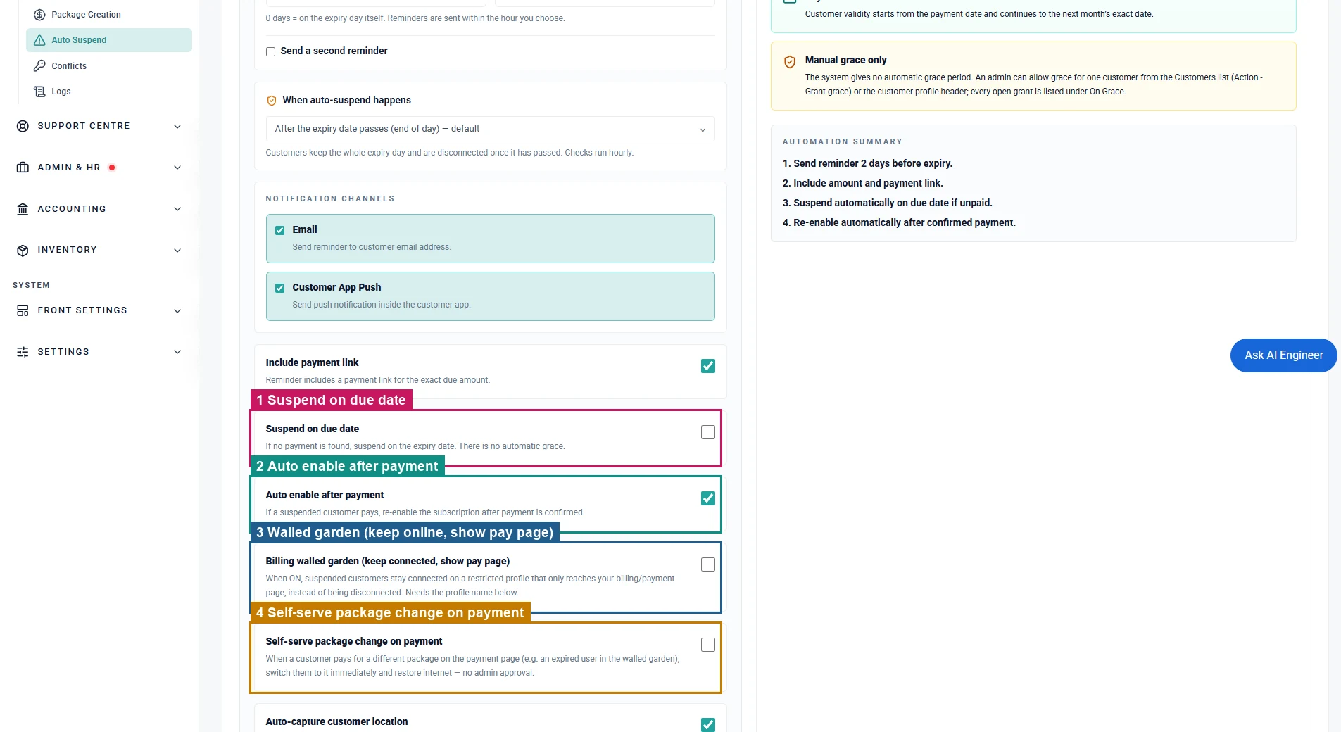 Auto Suspend rules